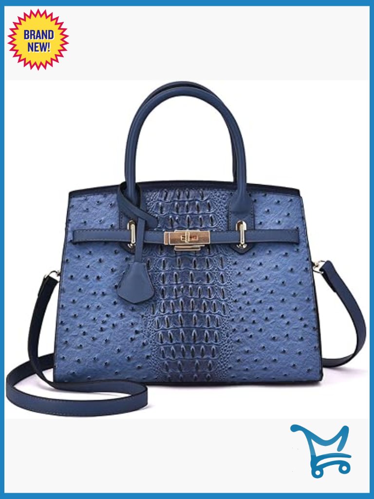 Vegan Leather Satchel With Detachable Strap, Multiple Pockets